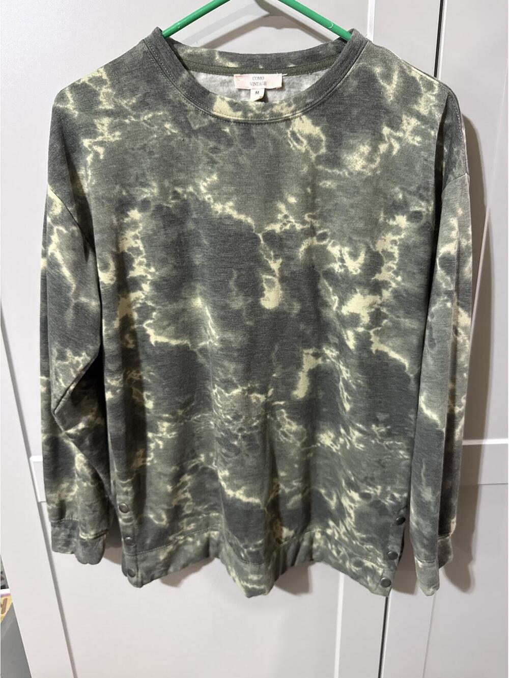 Como Vintage Green Tie-Dye Long Sleeve Shirt Sweatshirt Men’s M